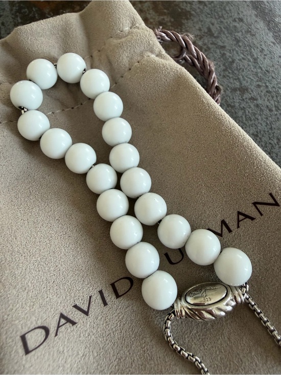 David Yurman Jewelry - David Yurman White Agate Bead bracelet with Silver Accents